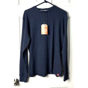 The American Outdoorsman Long-Sleeve Waffle Henley Shirt - Indigo Heather - Size